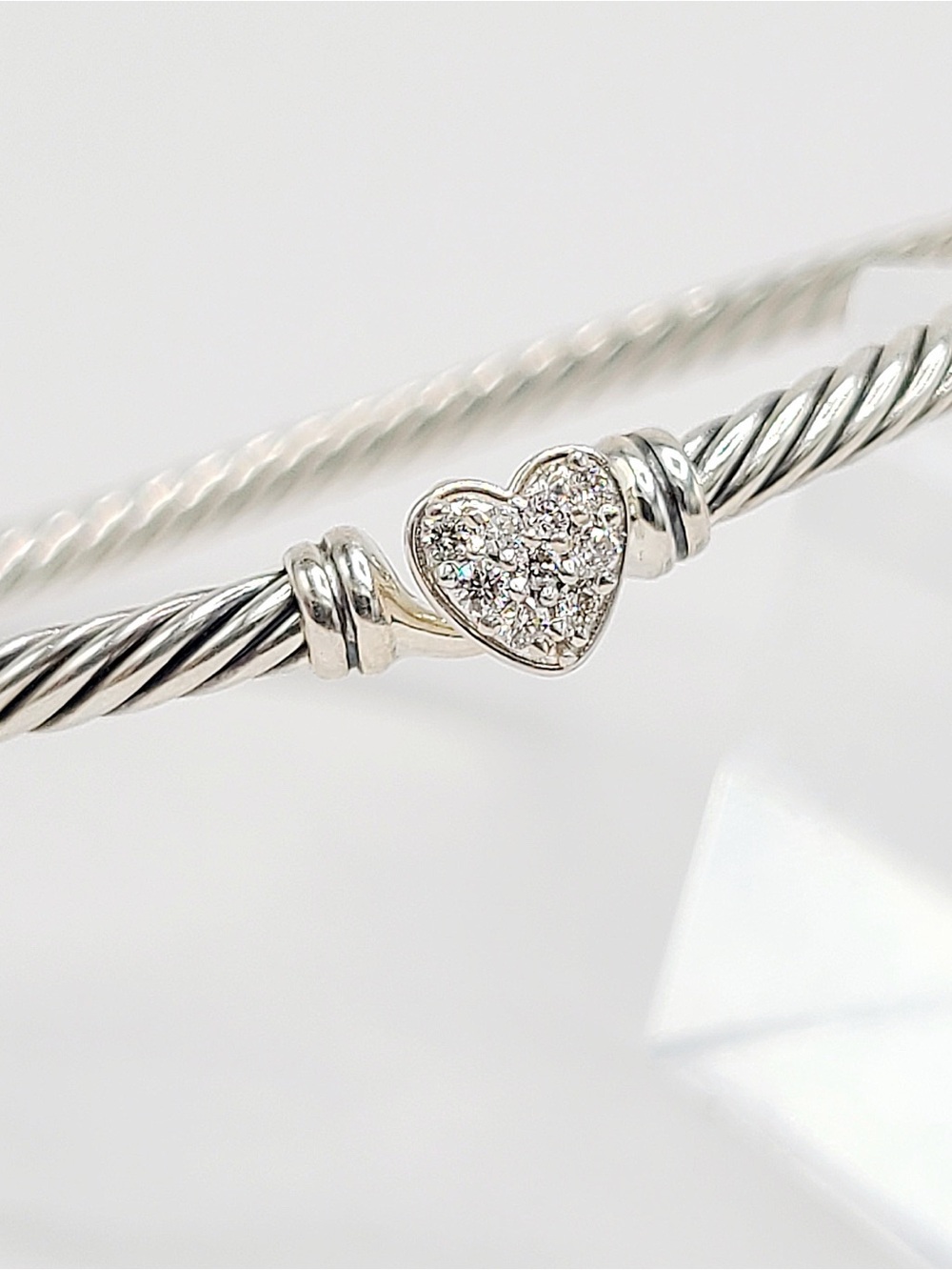 David Yurman Cable Classic Heart Station Bracelet With Diamonds